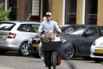Amsterdam 14 juli 2023
Davy Klaassen met vriendin en hond op de bakfiets in Amsterdam zuid.