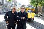 Den Haag 2 juli 2023
Erik de Zwart en vriiend/collega Paul v d Lugt rijden op een tram in Den haag