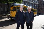 Den Haag 2 juli 2023
Erik de Zwart en vriiend/collega Paul v d Lugt rijden op een tram in Den haag