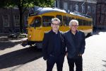 Den Haag 2 juli 2023
Erik de Zwart en vriiend/collega Paul v d Lugt rijden op een tram in Den haag