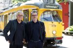 Den Haag 2 juli 2023
Erik de Zwart en vriiend/collega Paul v d Lugt rijden op een tram in Den haag