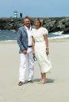 Den haag 30 juni 2023
Fotosessie op het strand Koning Willem Alexander, koningin Maxima en prinses Ariane, Prinses  Amalia en Prinses Alexia poseren tijdens de fotosessie op het strand met hond mambo.