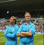 Eindhoven 6 augustus 2002
Ralf Edstrom en Stan Valckx
Opening PSV stadion met de oud spelers 1988