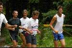 Blaricum 21 augustus 2002
Rene Froger Xander de Buisonje  Marc klein Essink Nick Kouwenhoven Wim Verhoorn hardlopen.