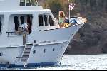 Porto Ercole 6 augustus 2003
Mabel Wisse Smit op de Jumbo VI met beveilingsbeambte
