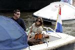 Amsterdam 1 augustus 2004
Martijn Krabbe met Amanda (zwanger) en Bikkel op sloep varen  in Amsterdam