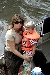 Amsterdam 1 augustus 2004
Martijn Krabbe met Amanda (zwanger) en Bikkel op sloep varen  in Amsterdam