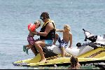 Curacao 16 Augustus 2004
Marco Borsato   met Senna en Luca  Borsato op jetski