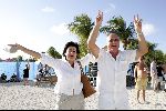 Curacao 13 augustus 2004
Marco Borsato optreden op Mambo Beach.Peter Tuinman met vrouw Inge