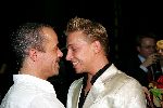 Den Haag 30 augustus 2004
Premiere Passion in schouwburg Den Haag.
Stanley Burlesson met vriend Visscher