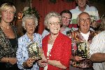 Amsterdam 30 augustus 2005
Presentatie dvd Johnny Jordaan.
Vrouw Johnny Jordaan Tottie  en Ton Sliedrecht en Ina de Groot