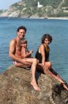 Samos (Griekenland) 17 Juli 1986
Rob de Nijs en Belinda Meuldijk met hun kinderen op het eiland Samos
Foto Peter Smulders BV