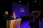 Amsterdam 17 december 2014
Joop v d Ende en Albert Verlinde maken bekend op persconferentie in gebouw van Stage holding dat ze samen gaan werken.