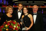 Amsterdam 16 december 2014
Sportman van het jaar verkiezing in de RAI.
Ireen Wust met vriend en ouders