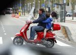 Amsterdam 18 november 2015 
Martijn Krabbe met zijn zoon achilles op vespa scooter