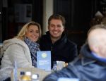 Amsterdam 28 november 2015 
Pieter v d Hoogenband met zijn vriendin Marie JosÃ© Crooijmans op de cornelis schuytstraat