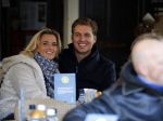 Amsterdam 28 november 2015 
Pieter v d Hoogenband met zijn vriendin Marie JosÃ© Crooijmans op de cornelis schuytstraat