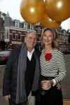 Amsterdam 17 december 2016 
Opening winkel Nynke Wynia door vriendin Micky Hoogendijk. Nynke met vriend Frits Kroymans