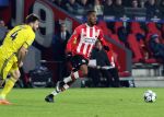 Eindhoven, 6 December 2016 Laatse groepswedstrijd in de Champions League Seizoen 2016/2017 PSV-FC Rostov, eindstand 0-0 en uitschakeling voor het gehele Europese Voetbal.
Joshua Brenet