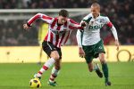 Seizoen 2010-1011 Eindhoven 13-11-2010 Eredivisie PSV-Excelsior. uitslag 4-2. Marcus Berg en Ryan Koolwijk.
Foto: John Claessens