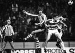 PSV-Rapid Wien, eindstand 2-1
2e ronde UEFA Cup
Rob Landsbergen Huub Stevens en Ruud Geels