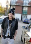Amnsterdam 24 november 2016
Tony Peroni  jr met zijn audi die gestickerd is met tijgerprint . Tony was bij Buddha to Buddha