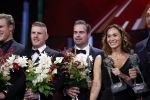 Amsterdam 19 december 2018
Sportman van het jaar verkiezing in afas live. Kjeld Nuis met Sportvrouw van het Jaar 2018 Suzanne Schulting, gehandicapte sporter van het Jaar 2018 Bibian Mentel en de coaches van het Jaar 2018 Jac Orie en Raemon Sluijter De baanwielrenners werden ploeg van het jaar, Marianne Timmer kreeg een ouvre prijs en Rico Verhoeven werd door de Zapp kijkers gekozen tot meest populaire sporter.