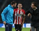 Eindhoven, 24 Oktober 2018 PSV-Tottemham Hotspur.
Duel in de voorronde Champions League, eindstand 2-2.
Hirving Lozano geblesseerd