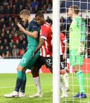 Eindhoven, 24 Oktober 2018 PSV-Tottemham Hotspur.
Duel in de voorronde Champions League, eindstand 2-2.
Jeroen Zoet Denzel Dumfries en Eric Dier
