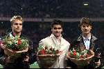 Amsterdam, 20 december 2000
Goodbay for Brian Laudrup together with Dani ( Benfica ) and Gronkjaer
