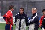 AMSTERDAM 3 december 2001
Ronald Koeman , 1e training bij AJAX. 
 samen met Ruud Krol en Bergdolmo