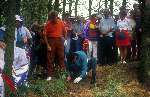 Payne Stewart tijdens Dutch Openop de Noordwijksche golfclub tijdens een shoot out samen met Maria Jose Olazabal