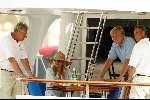 Porte Ercole 23 juli 2002
Prins Willem Alexander en Prinses Maxima varen aan boord van de Jumbo VI met beveiligimg