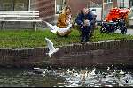 Weesp 1 december 2003
Pernille la Lau met vriend en kinderen eendjes voeren