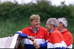 Muiden 9 juni 2001
Prins Willem Alexander en Yvonne v Gennip, Cees Wolzak, Jan Loorbach varen met de Groene Draeck. Allen zijn lid van de club van 144
