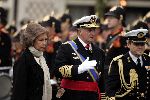 Delft 11 december 2004
Begrafenis Prins Bernhard in Delft.
Koning Juan carlos van Spanje met zijn vrouw koningin Sofia