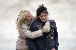 Bloemendaal 3 december 2005
Ellemieke Vermolen met haar nieuwe vriend Jose Fortes Rodriges en hond Bo op het strand.
