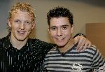 Utrecht 14 december 2005
Jan Smit  met Dirk Kuijt vooraf aan optreden voor 15000 gehandicapten in Jaarbeurs Utrecht.