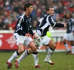 Rotterdam, 5 Februari 2006 Kompetiewedstrijd Feyenoord-AJAX, eindstand 3-2 Seizoen 2005/2006
Klaas Jan Huntelaar en Wesley Sneijder