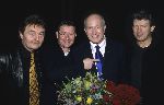 Hilversum, 15 Februari 1999 Gouden Harpen
Roy Beltman samen met Jan Keizer, Jan Tuyp en Arnold Muhren van BZN
Foto Peter Smulders BV