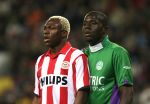Eindhoven, 24 Februari 2007 Kompetitiewedstrijd PSV-FC Groningen, eindstand 1-0 Seizoen 2006/2007
Arouna Kone versus Gibril Sankoh