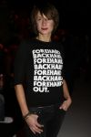 Amsterdam 23 januari 2007
Opening Fashion week in de westergas fabriek. Barbara Karel met leuk t shirt