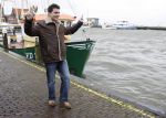 Volendam 18 januari 2007
Jan Smit tijdens storm in Volendam.