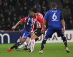 Eindhoven, 25 Februari 2010
1/8 Finale Uefa Europa League PSV-HSV, eindstand 3-2
PSV uitgeschakeld op basis van uit gescoorde doelpunten
Eljero Elia in duel met Otman Bakkal
Foto Junior Smulders