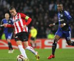 Eindhoven, 25 Februari 2010
1/8 Finale Uefa Europa League PSV-HSV, eindstand 3-2
PSV uitgeschakeld op basis van uit gescoorde doelpunten
Ibrahim Afellay in duel met Eljero Elia
Foto Junior Smulders