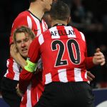 Eindhoven, 25 Februari 2010
1/8 Finale Uefa Europa League PSV-HSV, eindstand 3-2
PSV uitgeschakeld op basis van uit gescoorde doelpunten
Ola Toivonen heeft na 2 minuten PSV op 1-0 gebracht
Foto Junior Smulders