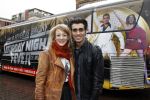 Amsterdam 19 januari 2012
Noortje Herlaar en Joey Ferre bij de bus van saturdau night fever.
Peter Smulders bv