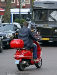 Amsterdam 22 januari 2014
Martijn Krabbe op zijn vespa scooter.