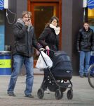 Amsterdam  11 januari 2014
Victor Reinier met vriendin en baby in kinderwagen.