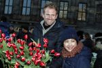 Amsterdam 21 januari 2017 
Boer Tom Groot bij event met tulpen bij paleis op de dam.